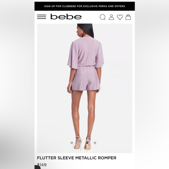 BEBE large metallic purple romper - Picture 2 of 5